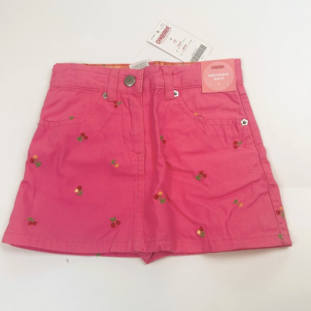 NWT Gymboree Girl Cherry Baby Embroidered Cherry Skort & Cherry Tank Size 3 - Picture 2 of 7